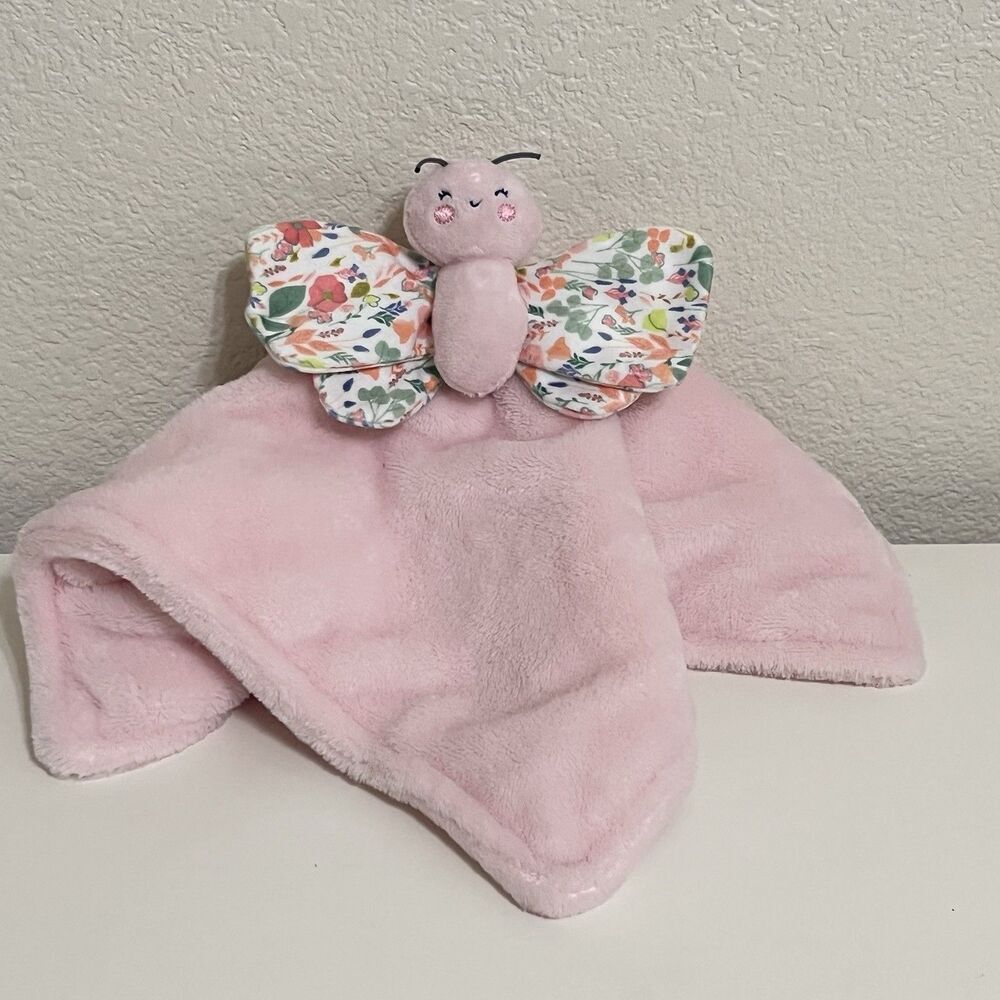Carter's Just One You Pink Floral Butterfly Security Blanket Lovey Lovie Blankie